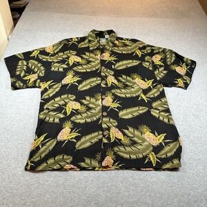 Pineapple Moon Hawaiian Shirt Mens‎ XL Short Sleeve Rayon Hawaiian Tropical